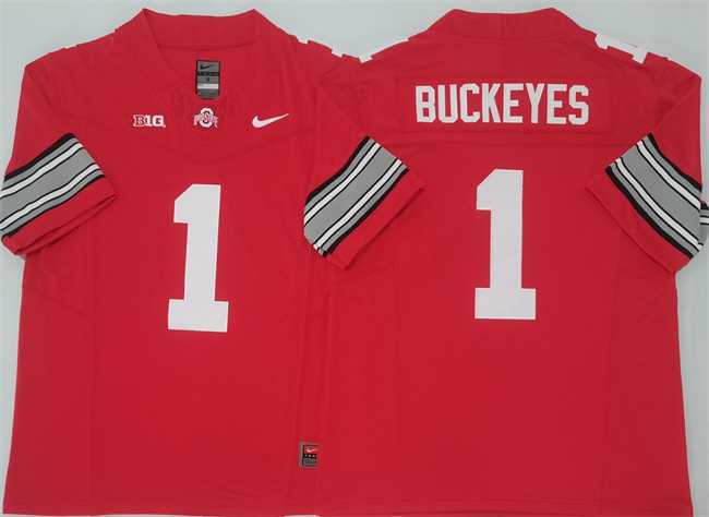 Men%27s Ohio State Buckeyes #1 Buckeyes Red 2025 F.U.S.E. Limited Stitched Jersey
